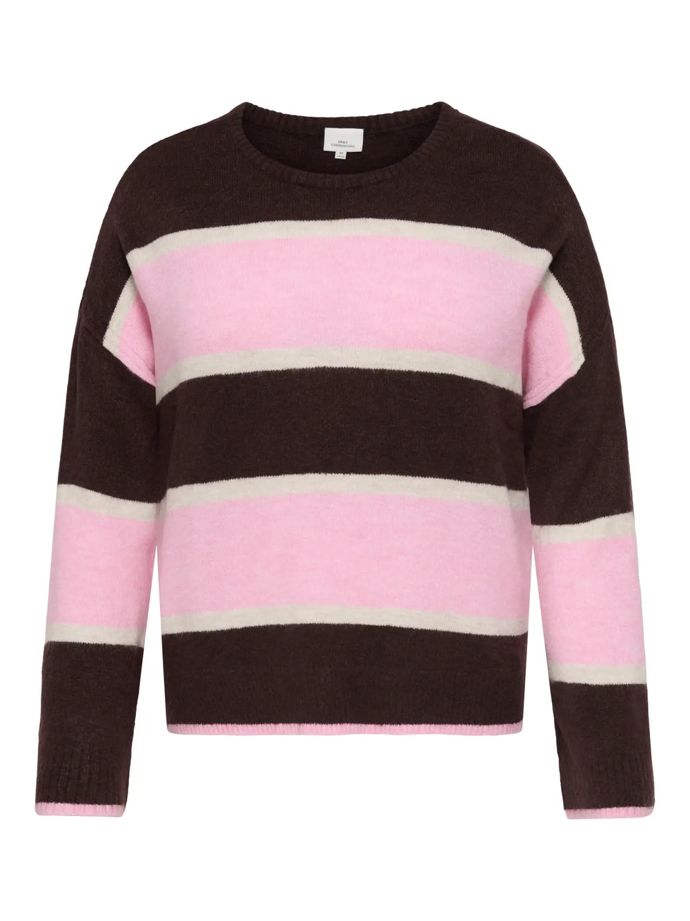 CARTALIO STRIPED O-NECK PULLOVER - Fudge/Pink