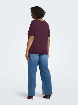 CARJEN S/S JEANS TEE - Bordeaux