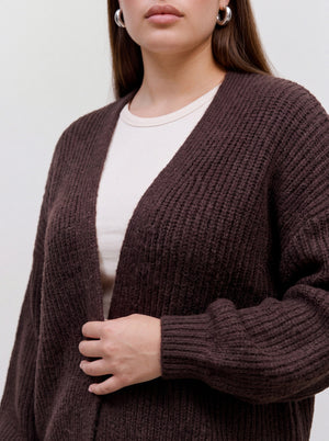 VMCMAYBE OPEN CARDIGAN - Dark Brown