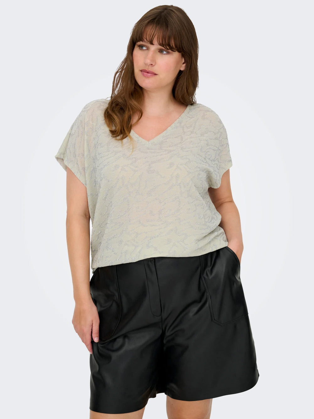 CARCAROL V-NECK GLITTER TOP