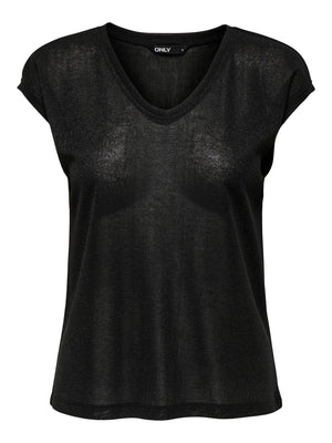 CARSILVERY V-NECK LUREX TOP