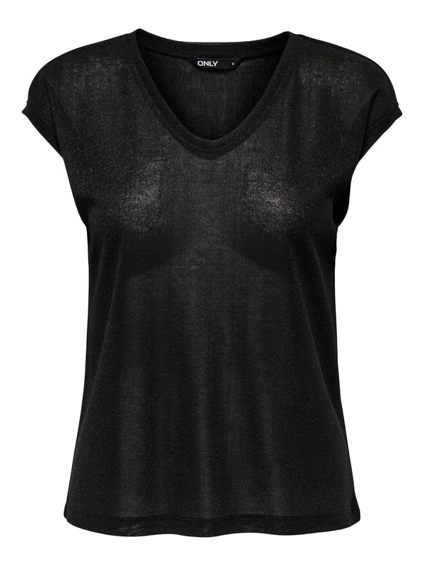 CARSILVERY V-NECK LUREX TOP