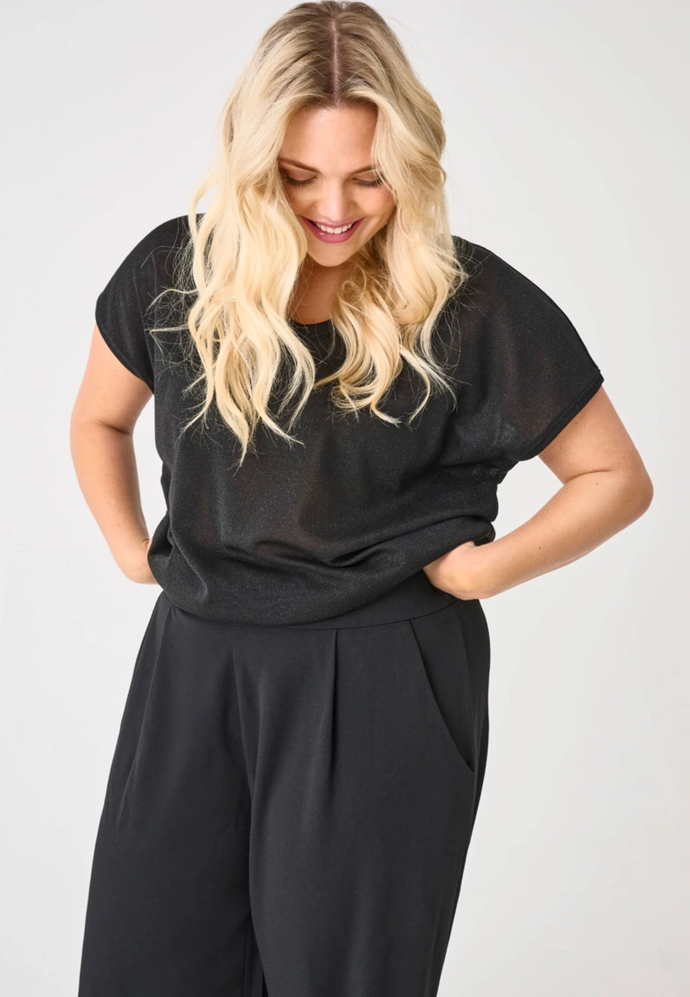 CARSILVERY V-NECK LUREX TOP