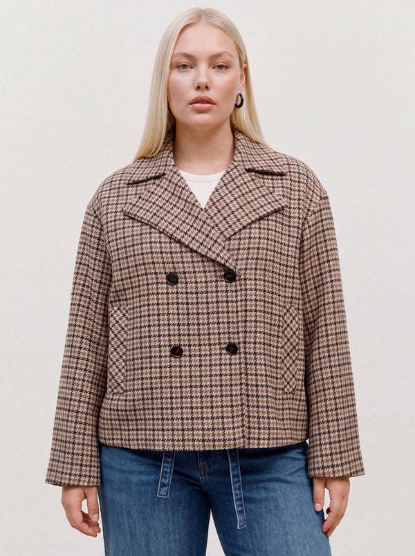 VMCJACKIELINE CHECK SHORT JACKET - BROWN