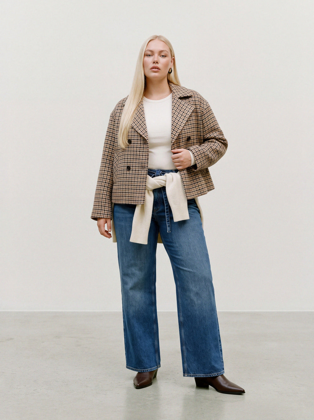 VMCJACKIELINE CHECK SHORT JACKET - BROWN
